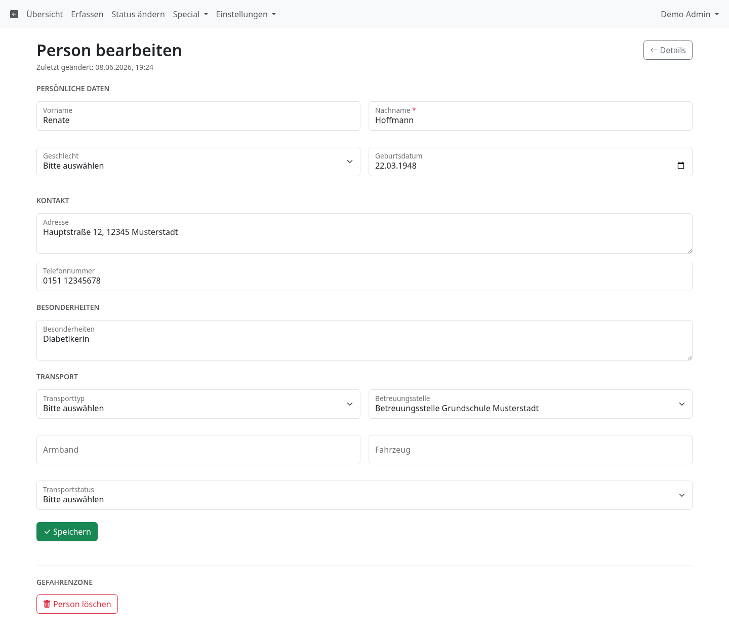 Person bearbeiten