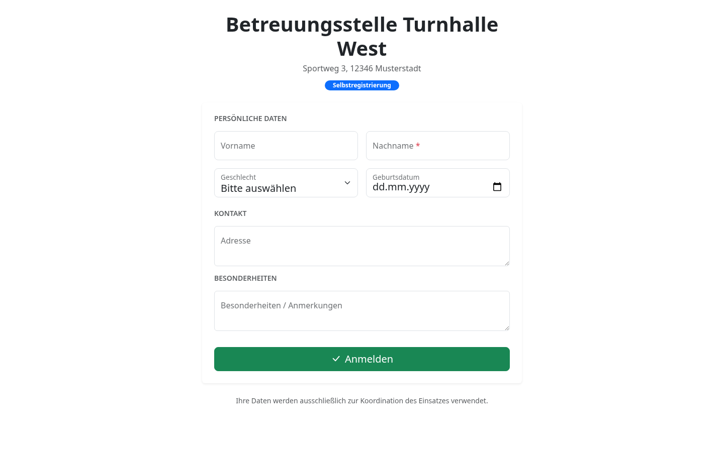 Selbstregistrierung